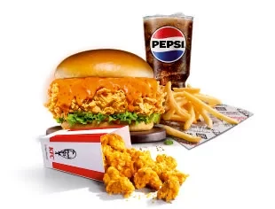 Gold Zinger and Popcorn Meal — KFC India menu photo
