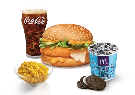 McCheese Burger Veg Combo with Corn — official McDelivery India menu photo