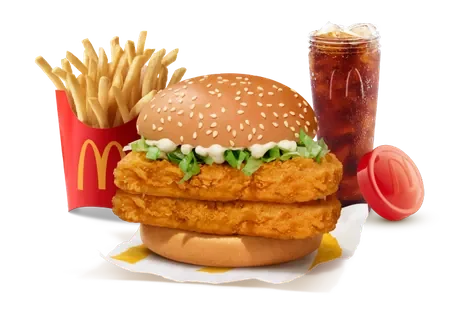 McSpicy Chicken Double Patty Burger combo — official McDelivery India menu photo