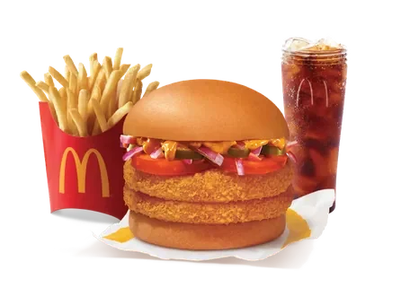 Mexican McAloo Tikki Double Patty Burger Combo — official McDelivery India menu photo