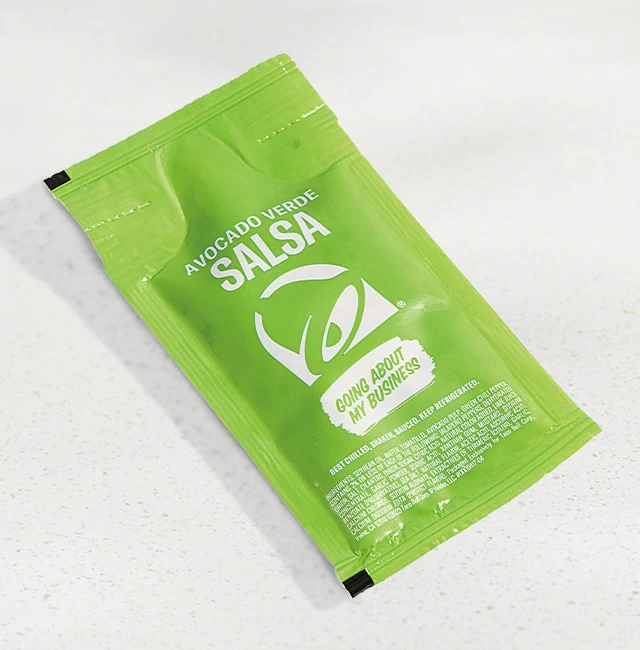 Avocado Verde Salsa Sauce Packet — official Taco Bell menu photo