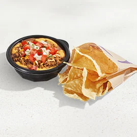 Chips and Nacho Supreme Dip — official Taco Bell menu photo
