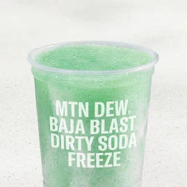 MOUNTAIN DEW ® BAJA BLAST® dirty soda Freeze — official Taco Bell menu photo