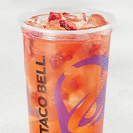 Strawberry Passionfruit Agua Refresca — official Taco Bell menu photo